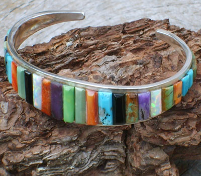 Navajo Jewelry Multi-Stone Cuff Bracelet - sz 6 1/2